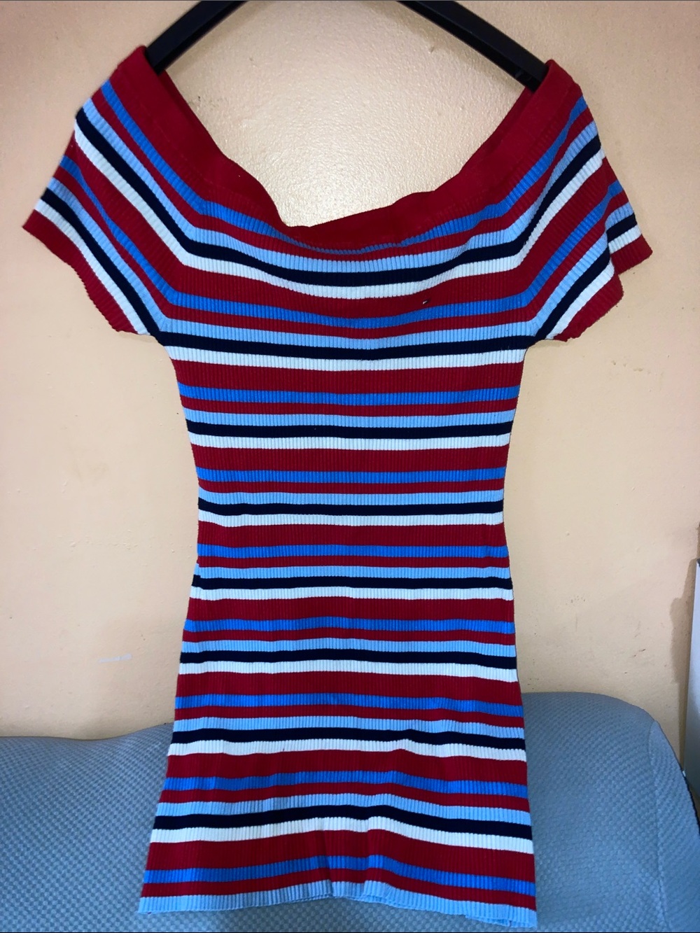 Tommy Hilfiger Striped Ribbed Knit Top - Red, Light Blue, Navy & White